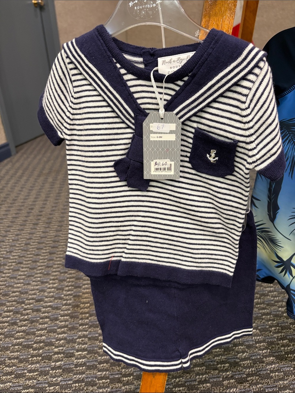 Ruffle Butts Navy & White Striped Sailor Tee